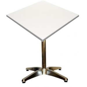 600mm Square White Heat Proof Table Top on Standard Aluminium Base